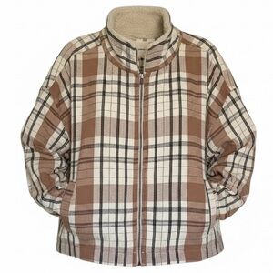 Lucky Brand Plaid Zip Jacket XL Sherpa Collar Cozy Winter Layer